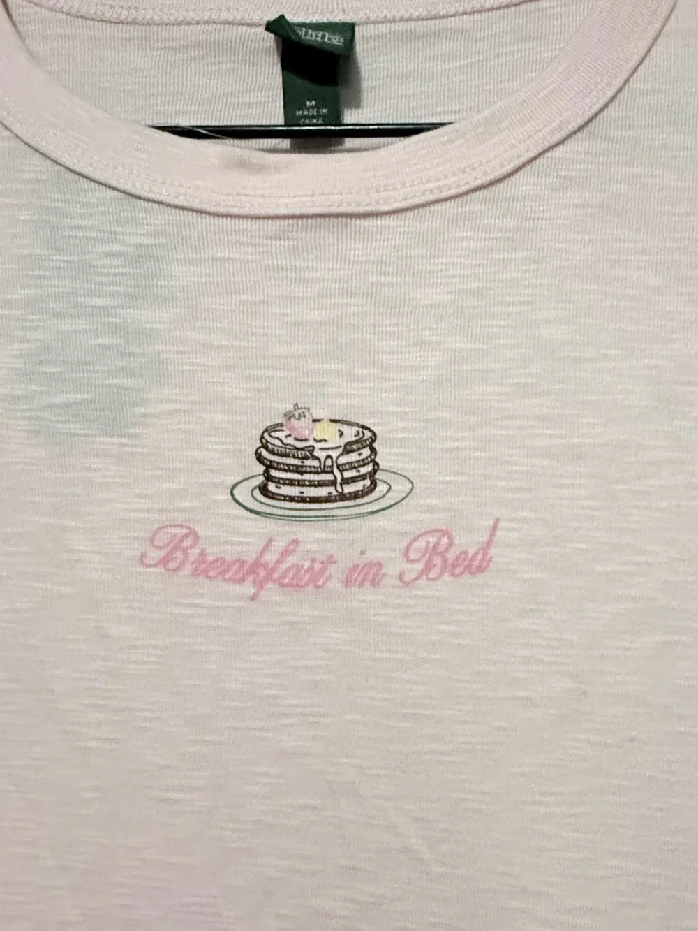 NWT Wild Fable Light Pink Size M Short Sleeve Sleep Tee with Pancake on front.